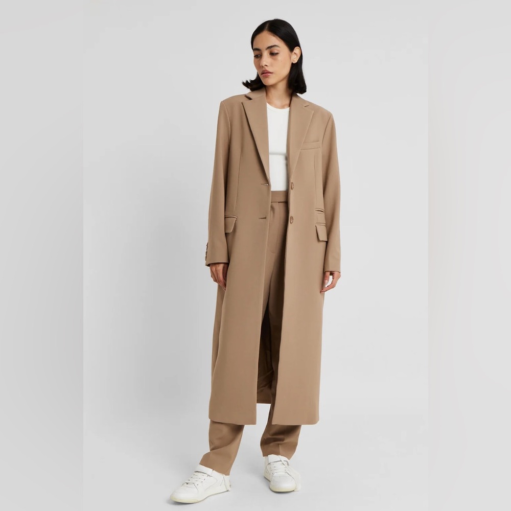 Single Breasted Boyfriend Coat - Latte